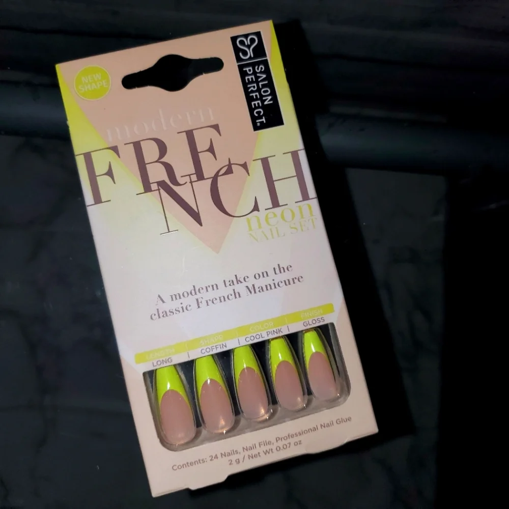 ๐ Salon Perfect Modern French Neon Nail Set - Picture 1 of 2